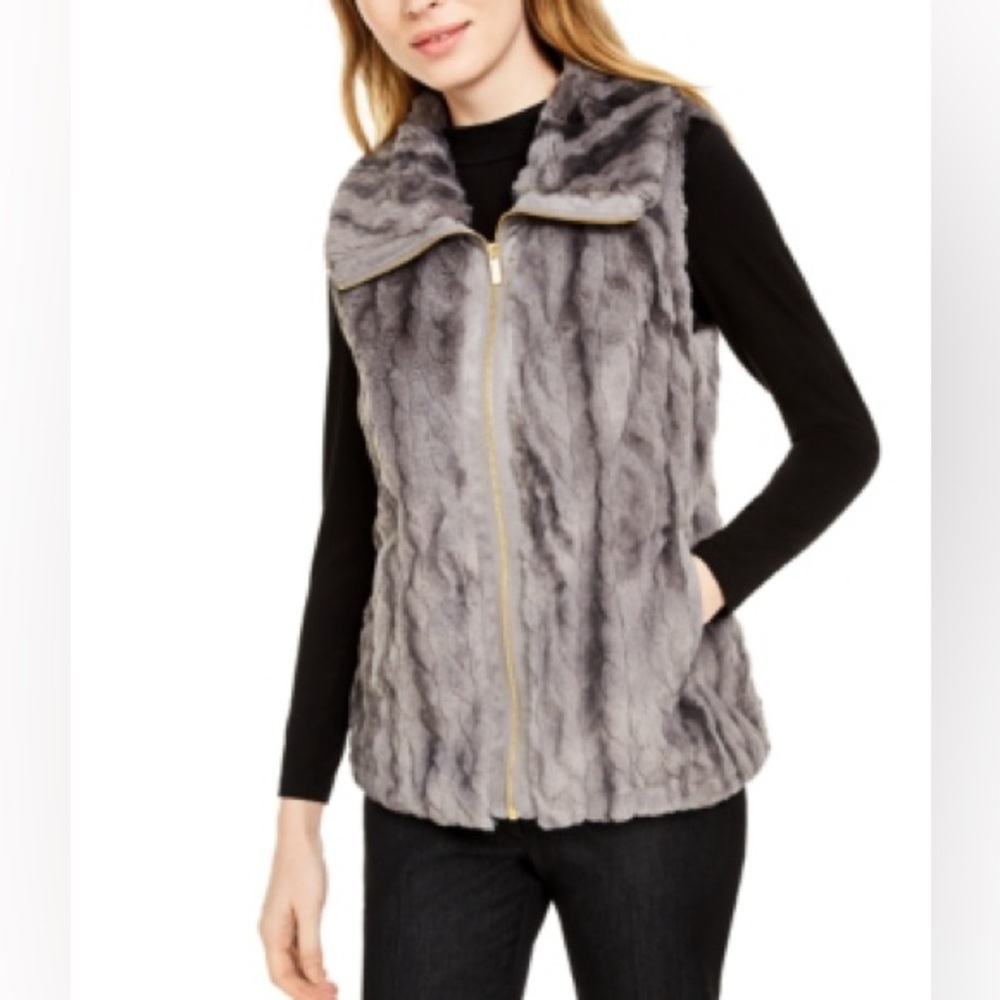 CALVIN KLEIN faux fur vest